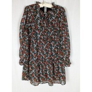 Violet Romance Smock Dress 6 Women's Floral Tie Neck Long Sleeve Bohemian Boho